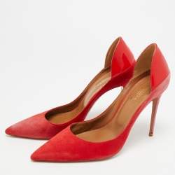 مملوكة مسبقًا Aquazzura Firenze Size 38.5 Red Patent Leather and Suede Pumps