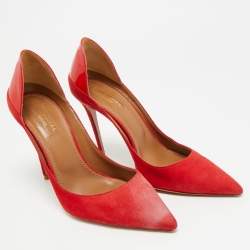 مملوكة مسبقًا Aquazzura Firenze Size 38.5 Red Patent Leather and Suede Pumps