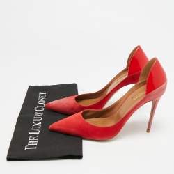مملوكة مسبقًا Aquazzura Firenze Size 38.5 Red Patent Leather and Suede Pumps
