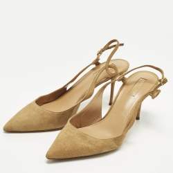 Pre Owned Aquazzura Size 41 Brown Suede Slingback Pumps