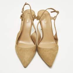 Pre Owned Aquazzura Size 41 Brown Suede Slingback Pumps