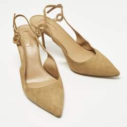 Pre Owned Aquazzura Size 41 Brown Suede Slingback Pumps