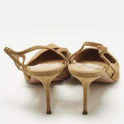 Pre Owned Aquazzura Size 41 Brown Suede Slingback Pumps