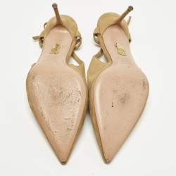 Pre Owned Aquazzura Size 41 Brown Suede Slingback Pumps