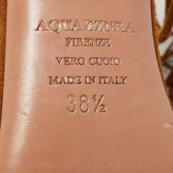 Pre Owned صندل أكوازورا بنى سويدي بشراشيب حزام للكاحل مقاس 39