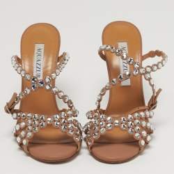 مملوكة مسبقًا Aquazzura Tequila Size 36 Beige Leather Ankle Strap Sandals