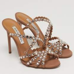 مملوكة مسبقًا Aquazzura Tequila Size 36 Beige Leather Ankle Strap Sandals
