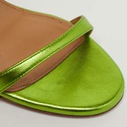 مملوكة مسبقًا صندل أكوازورا "جووي" سيور كاحل جلد أخضر معدني مقاس 36