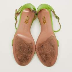 مملوكة مسبقًا صندل أكوازورا "جووي" سيور كاحل جلد أخضر معدني مقاس 36