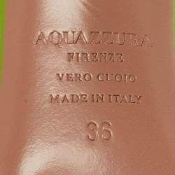 مملوكة مسبقًا صندل أكوازورا "جووي" سيور كاحل جلد أخضر معدني مقاس 36