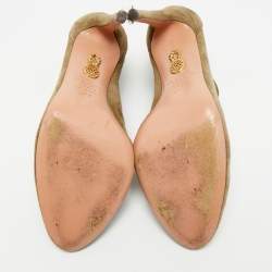 Pre Owned حذاء بوتيز للكاحل أكوازورا شامواه أخضر زيتوني مقاس 37.5