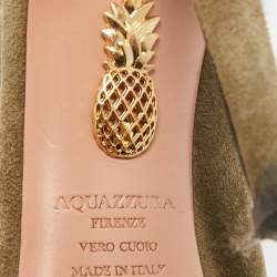 Pre Owned حذاء بوتيز للكاحل أكوازورا شامواه أخضر زيتوني مقاس 37.5