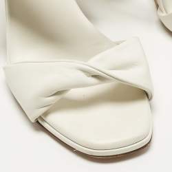 Pre Owned صندل إسفين فلين جلد أبيض أكوازورا مقاس 38.5