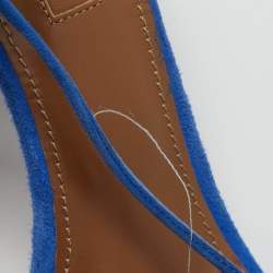 Pre Owned Aquazzura Wild Thing Size 38 Blue Fringe Suede Tassel Ankle Wrap Sandals