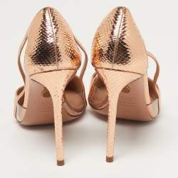 Pre Owned Aquazzura Night Size 39 Metallic Snakeskin Embossed Leather Pumps