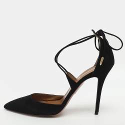 Pre Owned Aquazzura Matilde Size 41 Black Suede Pumps