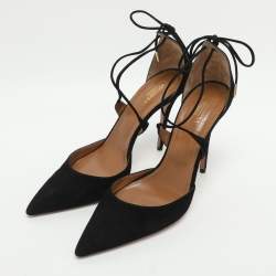 Pre Owned حذاء كعب عالي أكوازورا ماتيلد سويدي أسود مقاس 41