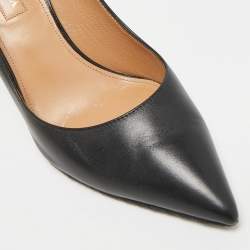 Pre Owned حذاء كعب عالي أكوازورا "فوريفر مارلين" مقدمة مدببة مزين دلاية شراشيب تفريغات جلد لامع أسود مقاس 41