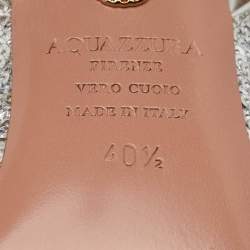 Pre Owned Aquazzura Bow Tie Size 40.5 Metallic Silver Sequins Pointed Toe Pumps