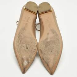 Pre Owned Aquazzura Christy Size 39.5 Beige Leather Ballet Flats
