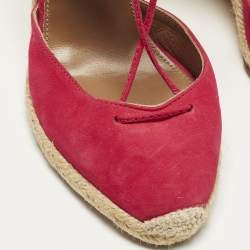 Pre Owned صندل فلات إسبادريل أكوازورا أربطة بلغرافيا سويدي وقماش مغزول متعدد الألوان مقاس 37.5