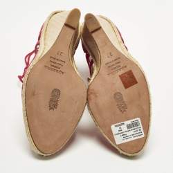 Pre Owned صندل فلات إسبادريل أكوازورا أربطة بلغرافيا سويدي وقماش مغزول متعدد الألوان مقاس 37.5