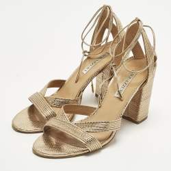 Pre Owned صندل أكوازورا وايلد راشان فرو وسويدي عنابي مقدمة مفتوحة بسيور كاحل مقاس 38.5