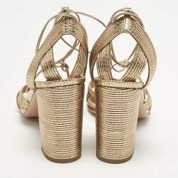 Pre Owned صندل أكوازورا وايلد راشان فرو وسويدي عنابي مقدمة مفتوحة بسيور كاحل مقاس 38.5