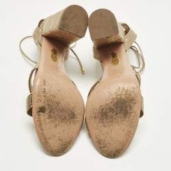 Pre Owned صندل أكوازورا وايلد راشان فرو وسويدي عنابي مقدمة مفتوحة بسيور كاحل مقاس 38.5