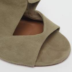 Pre Owned Aquazzura Sexy Thing Size 37 Grey Suede Ankle Strap Sandals