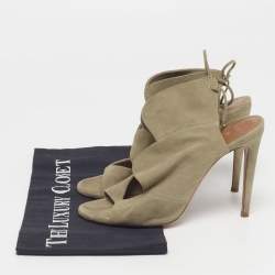 Pre Owned Aquazzura Sexy Thing Size 37 Grey Suede Ankle Strap Sandals