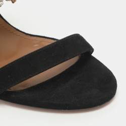 Pre Owned صندل أكوازورا ميلا أسود شامواة بحزام للكاحل مقاس 36