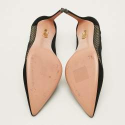 Pre Owned Aquazzura Dalia Size 37 Black Mesh and Suede Pumps