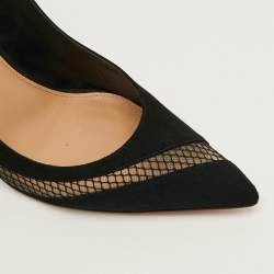 Pre Owned Aquazzura Dalia Size 37 Black Mesh and Suede Pumps