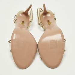 Pre Owned Aquazzura Swing Size 40 Gold Leather And PVC Slingback Sandals