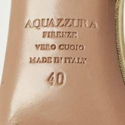 Pre Owned Aquazzura Swing Size 40 Gold Leather And PVC Slingback Sandals