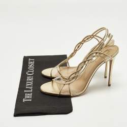 Pre Owned Aquazzura Swing Size 40 Gold Leather And PVC Slingback Sandals