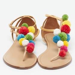 مملوكة مسبقًا صندل سلايد أكوازورا تروبيكانا برم بوم مقاس 36 رافيا بيج