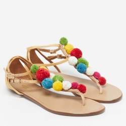 مملوكة مسبقًا صندل سلايد أكوازورا تروبيكانا برم بوم مقاس 36 رافيا بيج