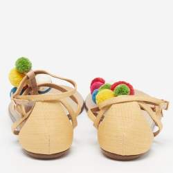 مملوكة مسبقًا صندل سلايد أكوازورا تروبيكانا برم بوم مقاس 36 رافيا بيج