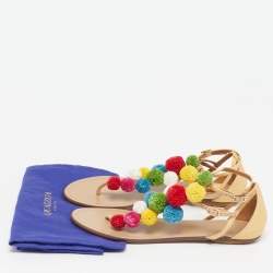 مملوكة مسبقًا صندل سلايد أكوازورا تروبيكانا برم بوم مقاس 36 رافيا بيج