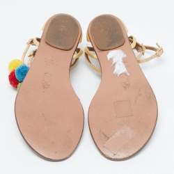 مملوكة مسبقًا صندل سلايد أكوازورا تروبيكانا برم بوم مقاس 36 رافيا بيج