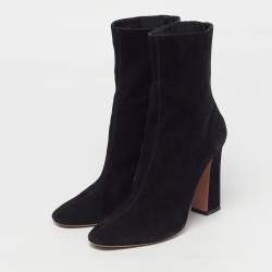 Pre Owned Aquazzura Brooklyn Size 41 Black Suede Ankle Length Boots