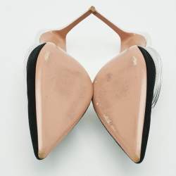 Pre Owned Aquazzura Rendez Vous Size 39.5 Black/Silver Leather and Suede Mules