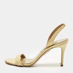 Pre Owned Aquazzura So Nude Size 36 Beige Raffia Slingback Sandals