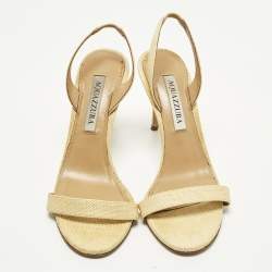Pre Owned Aquazzura So Nude Size 36 Beige Raffia Slingback Sandals