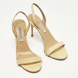Pre Owned Aquazzura So Nude Size 36 Beige Raffia Slingback Sandals