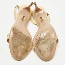 Pre Owned Aquazzura So Nude Size 36 Beige Raffia Slingback Sandals