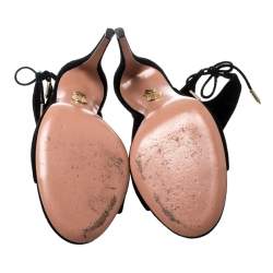 مملوكة مسبقًا صندل أكوازورا قصة سيكسي ثيغ سويدي أسود مقاس 39.5