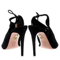 مملوكة مسبقًا صندل أكوازورا قصة سيكسي ثيغ سويدي أسود مقاس 39.5